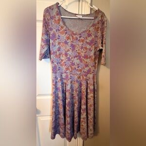 LuLaRoe Purple and Orange Floral Long Sleeve Dress